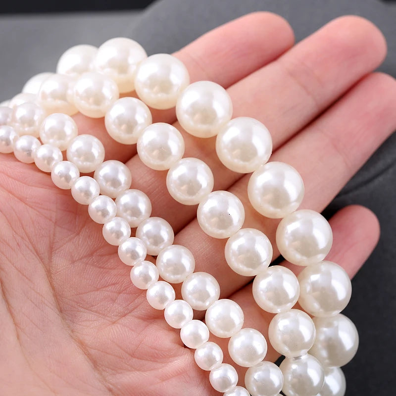 6/8/10/12mm 1 set of ABS pearl ear clip French freshwater pearl necklace 42cm