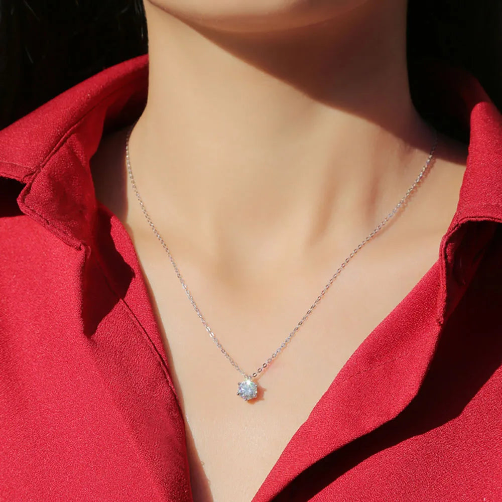 Real Moissanite Pendant Necklace