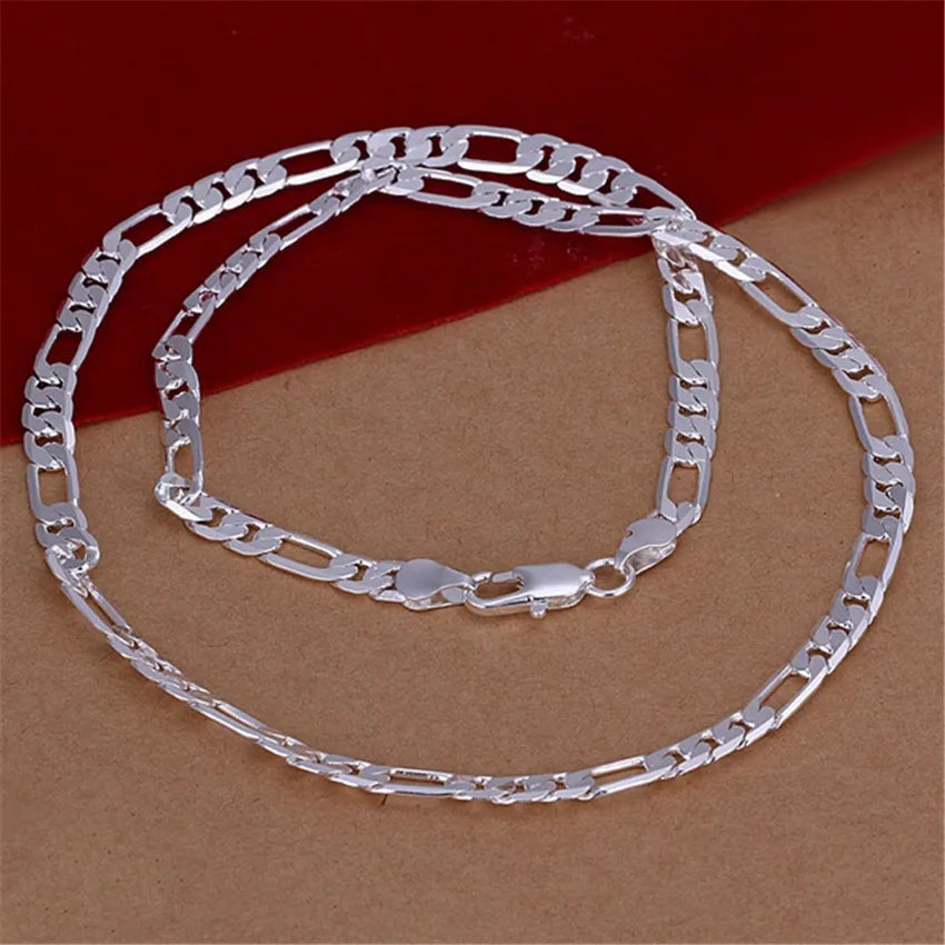 6MM flat chain 925 Sterling silver Necklace