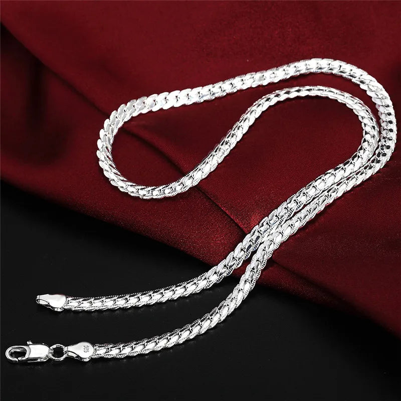 Sterling Silver Stylish Retro 6MM Flat Necklace