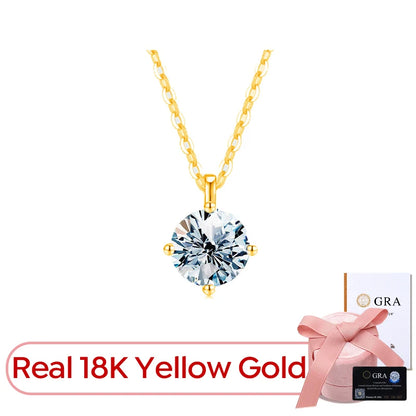 Luxury Certified Moissanite Diamond Classic Round Pendant Necklace