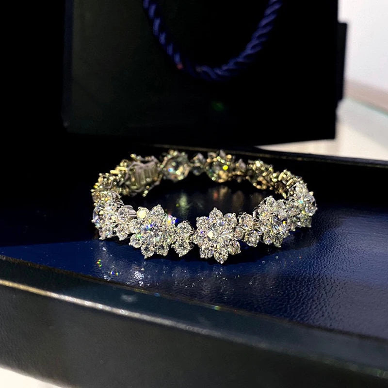 Classic High Quality 925 Pure Silver Dazzling Sunflower Bracelet