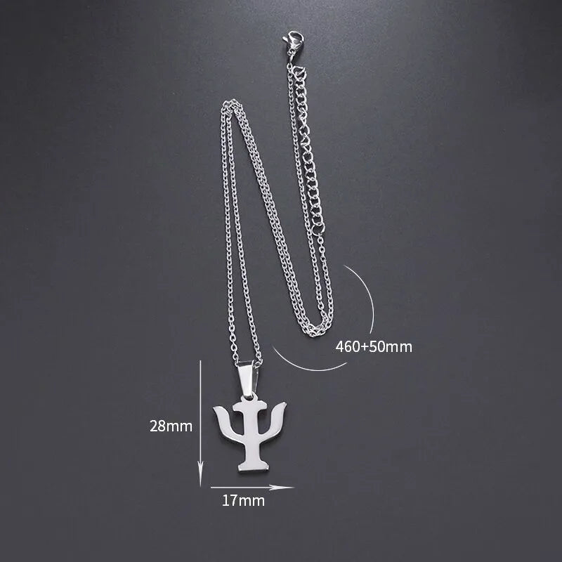 Simple Psi Symbol Necklace Stainless Steel Psychology Pendant
