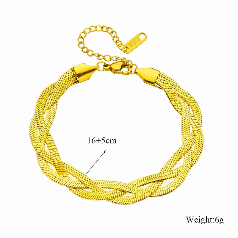 3in1 Crossover Snake Chain Set Necklace Bracelets