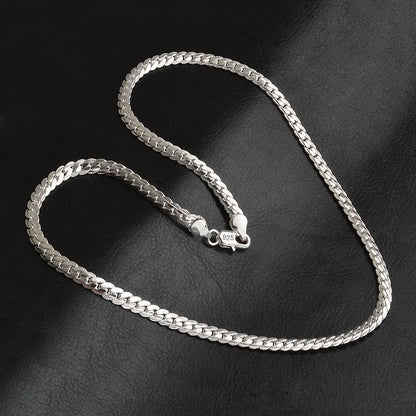 Sterling Silver Stylish Retro 6MM Flat Necklace