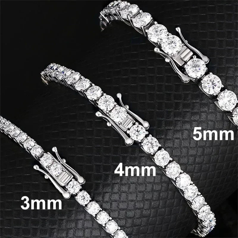 3mm 4mm 5mm Moissanite Tennis Bracelet Full Diamond with GRA 925 Sterling Silver Plated 18K Gold Bracelets