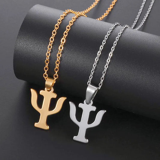 Simple Psi Symbol Necklace Stainless Steel Psychology Pendant