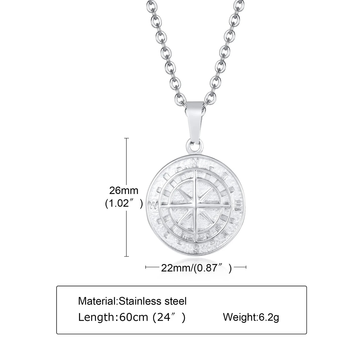 Layered Necklaces with Sailing Travel Compass Pendant, anti rust Stainless Steel