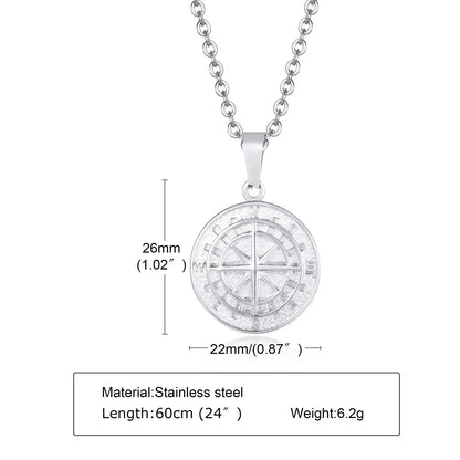 Layered Necklaces with Sailing Travel Compass Pendant, anti rust Stainless Steel