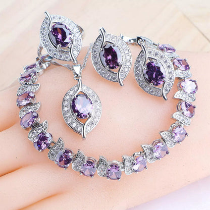 Purple Silver 925 Jewelry Sets