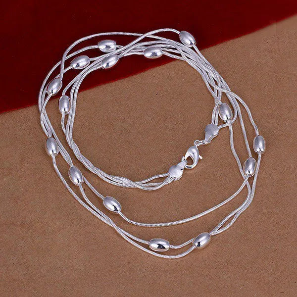 Sterling Silver Fringed oval beads Chain