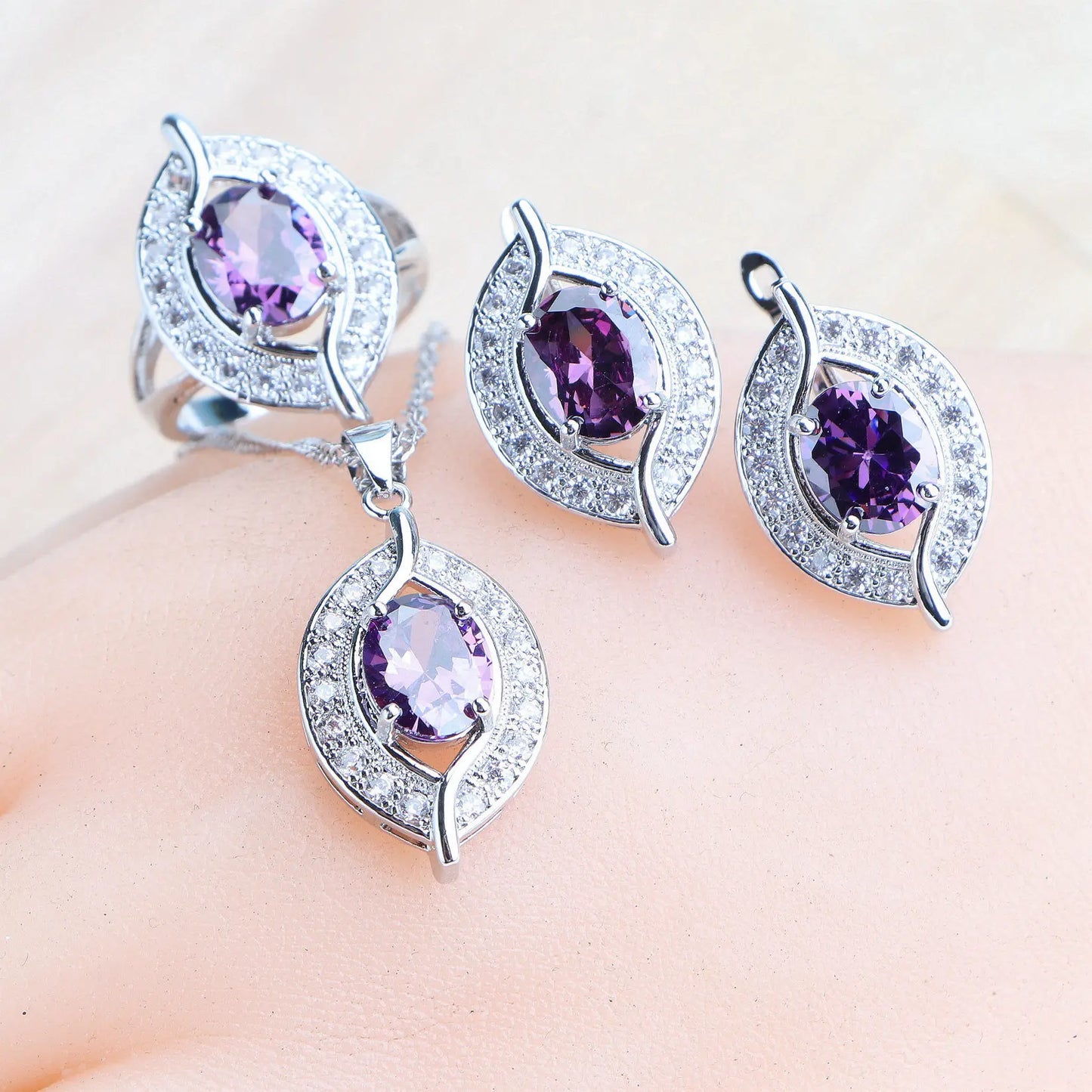 Purple Silver 925 Jewelry Sets